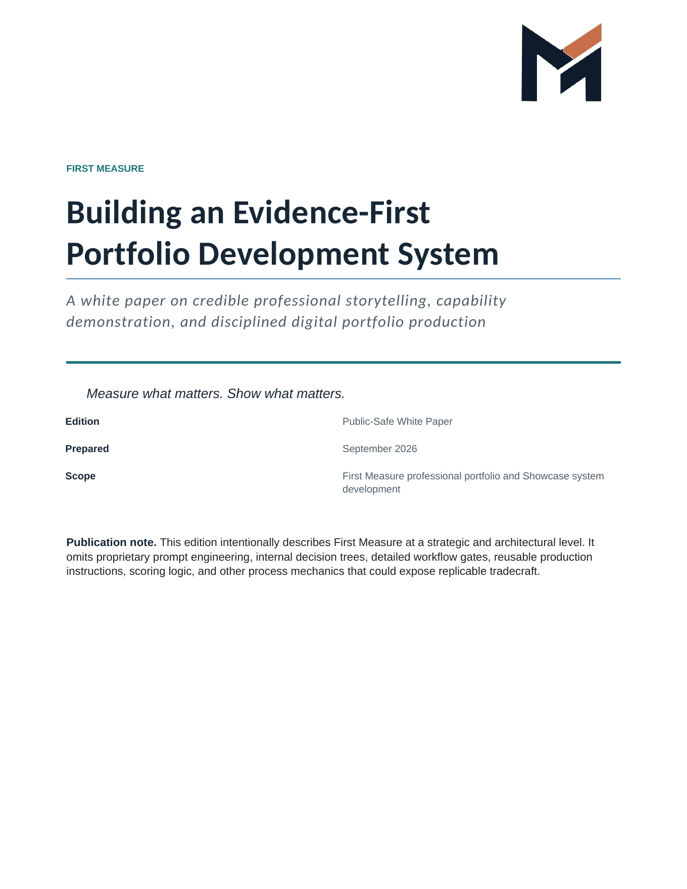 Cover of Building an Evidence-First Portfolio Development System, a First Measure white paper